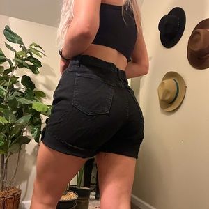 Lee Black Denim High Waisted Shorts